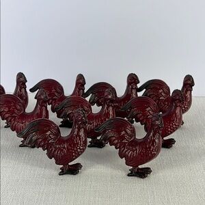Red Rooster Drawer Knob - Farmhouse Rooster Cabinet Knobs Set of 9 NEW